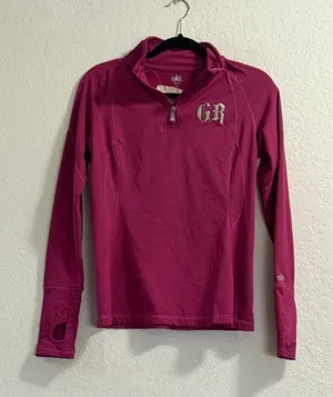 Alo Yoga Womens Magenta Good Ride Quarter Zip Pullover Long Sleeve Top Small thumbnail 1