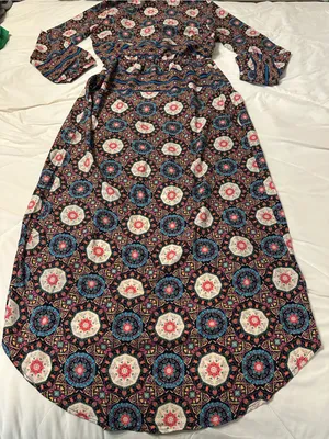 Fraiche by J Nadia Faux Wrap Boho Printed Long Sleeve Midi Dress - NWT - Size S thumbnail 6