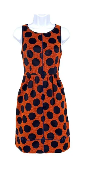 Maeve Rokin Polka Dot Preppy Retro Crossback Dress Orange Blue Size 0 thumbnail 1