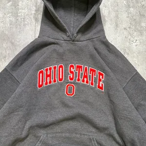 Vintage Lee Heavyweight Ohio State Buckeyes Grey Cotton Hoodie Sweatshirt thumbnail 2