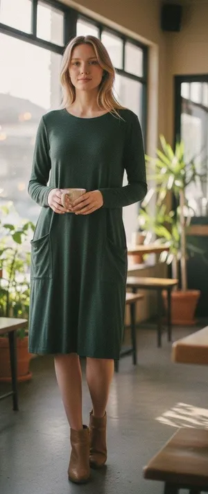 Abercrombie & Fitch Emerald Green Pocket Long Sleeve Sweater Midi Dress Size XL thumbnail 1