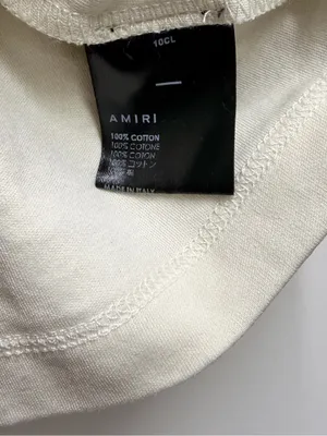 Amiri cropped core logo cotton t-shirt 100% cotton alabaster beige size 6 UK10 thumbnail 6