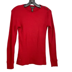 Lauren Ralph Lauren Womens Blouse Red Long Sleeve size S thumbnail 2