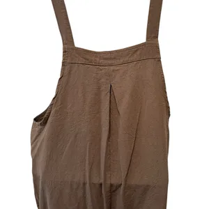 Boutique Cotton Baggy Relaxed Overall Brown Sz S Pockets Button Strap Wide Leg thumbnail 5