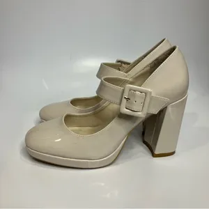 Madden girl cream mary Jane buckle block heels women’s size 8 dressy‎ trendy thumbnail 6