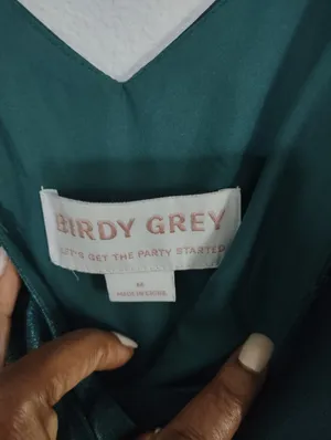 Birdy Grey Cindy Emerald Green Satin V-Neck Spaghetti Strap Dress thumbnail 7