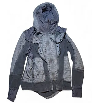 Lululemon‎ Fleecy Keen Quilted Fleece Hooded Jacket Black Womens Size 4 FLAW** thumbnail 1