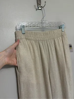 NEW Old Navy High-Waisted Linen-Blend Wide-Leg Pants in Natural Linen - M Tall thumbnail 10