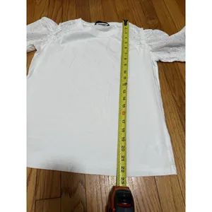 Veronica Beard Marcia White Eyelet Puff Sleeve T-Shirt Size Small thumbnail 6