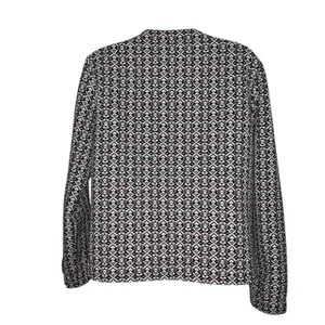 Marine Layer Jacket Womens M Black Geometric Tweed‎ Collarless Full Zip Tribal thumbnail 4