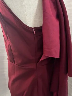 SHEIN Burgundy Long Sleeve Ruffle Sheath Dress thumbnail 5