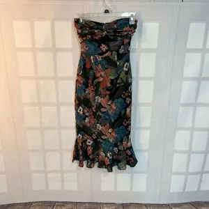About Us Chloe Multicolor Floral Cut Out Front Strapless Midi Sundress Size XXS thumbnail 4