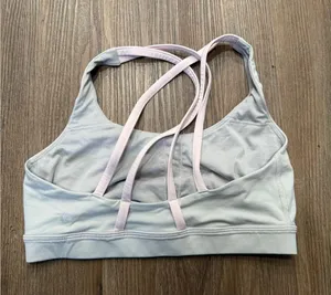 Lululemon Free To Be Bra Wild Light Grey Pink Strappy Sports Bra Size 6‎ LW2540S thumbnail 1