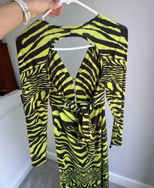 AFRM Lime Green Zebra Print Maxi Dress Multiple Size XS thumbnail 3