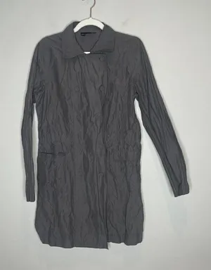 Eileen Fisher Gray Lightweight Pea Trench Coat Jacket Size Medium thumbnail 1