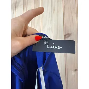 NWT Lulus Good Times Only Royal Blue One-Shoulder Maxi Dress Gala Wedding Sz M thumbnail 6