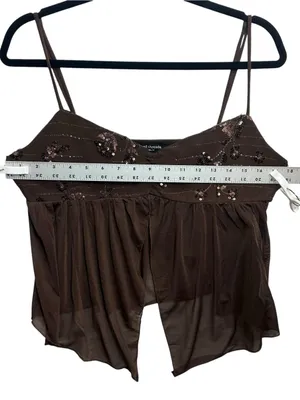 Mixed Threads Los Angeles XL Brown Sequin Embellished Sheer Babydoll Cami TopNWT thumbnail 5