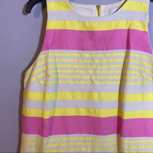 LOFT Pink Yellow Stripe Shift Dress Size 8 thumbnail 5
