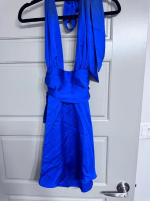 royal blue lucy in the sky halter dress thumbnail 4