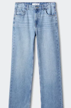 Mango Wideleg Mid-Rise Jeans - Medium Blue - Women's Size 8 - 47083267 thumbnail 1