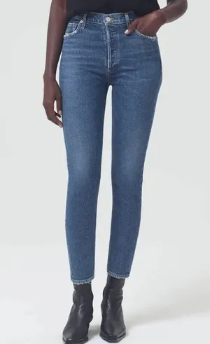 Agolde Nico High Rise Slim Fit Jeans distressed in Cycle wash size 29 thumbnail 1