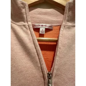 Peter Millar Women's Pink Orange Colorblock Quarter Zip Pullover Sweater Small thumbnail 4