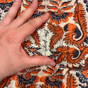 Free People Bohemian Orange Blue floral Patterned thin slouchy bag thumbnail 3