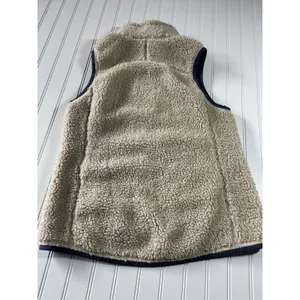 LL Bean Mountain Pile Fleece Vest Cream Navy Sherpa Retro Outdoor Jacket M thumbnail 10