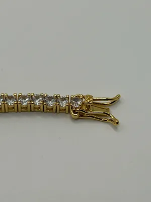 Moissanite Iced Out Tennis Bracelet Gold 3mm 7 Inch Brand New VVS1 Fast Shipping thumbnail 4
