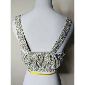 Abercrombie Green and White Floral Linen Crop Top thumbnail 5