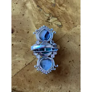 White Buffalo Turquoise Nevada Turquoise Sterling Silver Heart Ring Size 7 thumbnail 4