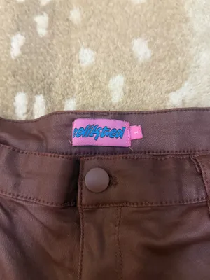 Edikted Brown Coated High Rise Flare Pants Size L Faux Leather Look Y2K thumbnail 5
