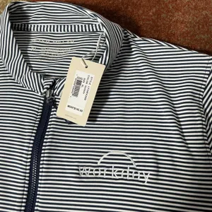 Peter Millar Workday Full Zip Jacket Womens XL Navy White Stripe UPF 50 Sport thumbnail 7
