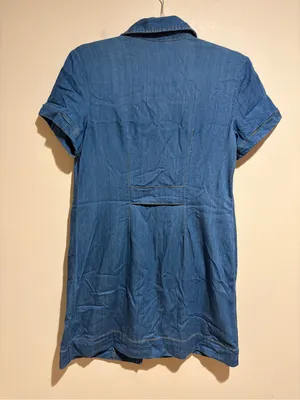 Cabi Piece of Cake Blue Chambray Denim Button Front Mini Dress Size Small 6580 thumbnail 13