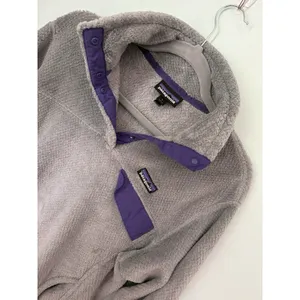 Patagonia Sz L Women Pullover Quarter Snap Fleece Sweatshirt Gray‎ Polartec thumbnail 4