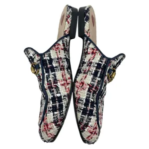 Gucci Princetown Tweed Mules Horsebit Gardenia Ink Blue Size 36.5 thumbnail 7