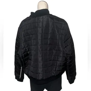 NWT Nicole Miller Black Quilted Bomber Jacket SZ-3X thumbnail 3