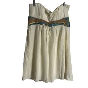 Tibi Ivory Cream Strapless Sleeveless Sequined Waist Mini Dress Size 12 thumbnail 8