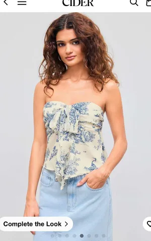 Cider Toile de Juoy knotted tube top thumbnail 1
