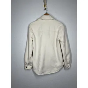 Abercrombie Fitch Jacket Button Front Shacket Women Small Cream Flap Pockets thumbnail 5