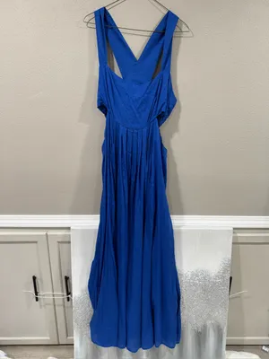Anthropologie Blue Maxi Dress With Cutout Design thumbnail 2