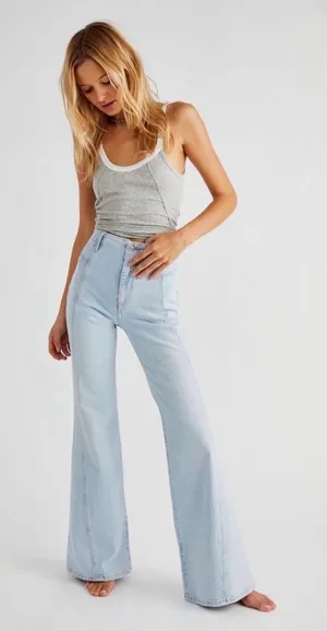 Free People Light Wash Florence Flare Jeans thumbnail 1