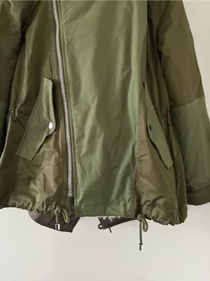 Zara Olive Green Faux Fur Hooded Parka Jacket XS Utility Military Winter Outdoor thumbnail 3