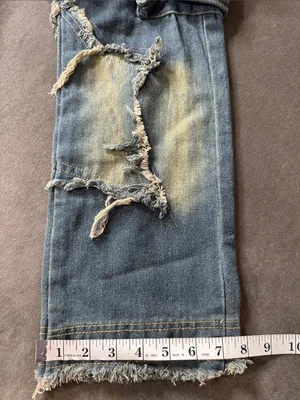 Women’s Streetwear Y2K Blue Denim Jeans Star Design Baggy Wide Leg Size 28 NEW thumbnail 4
