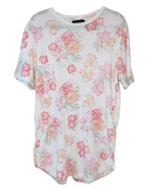 PacSun Floral Scallop Fit‎ T-Shirt XL Pastel Graphic Tee thumbnail 1