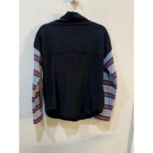 Free People Jacket Baja Black Stripe Sleeve Tweed We The Free Size Small Women thumbnail 4
