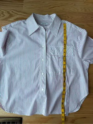 Parker Stripe Cotton Cropped Button Down Utility Pocket Shirt Size M/L thumbnail 9
