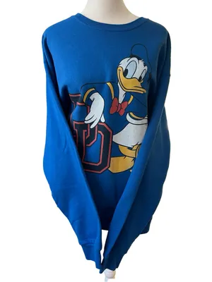 Disney Donald Duck College DD crewneck Sweatshirt 90s academia streetwear L thumbnail 4