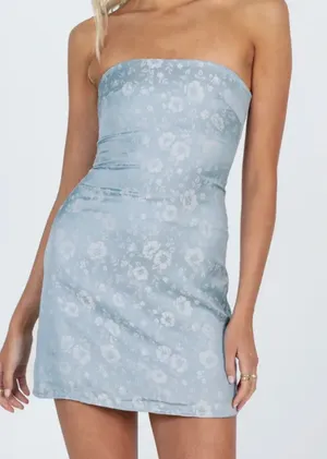 Princess Polly Mini Dress Floral White Blue thumbnail 1