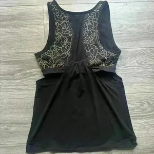 Athleta Black Gold Print Tank Shelf Bra Active Yoga Pilates Workout Gym Size S thumbnail 2